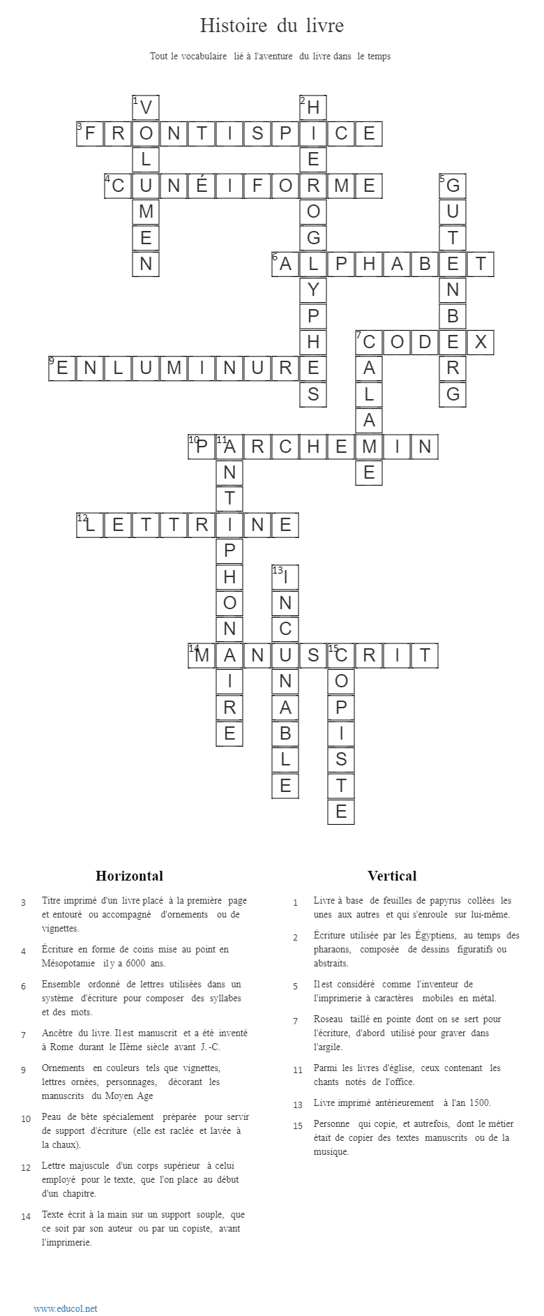 Mots croisés réponses